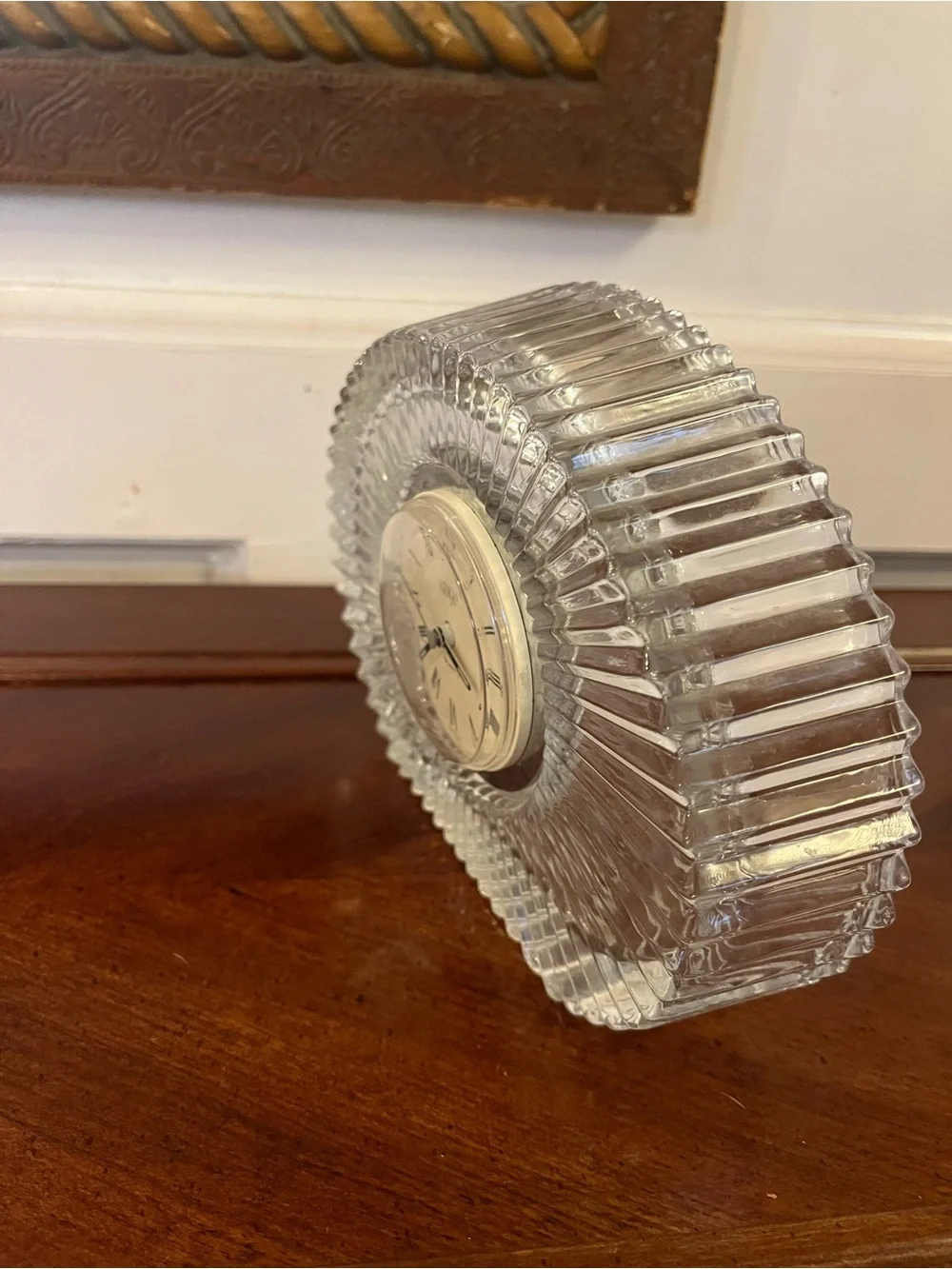 Mikasa Clear Crystal Oval Mantel Clock with Champagne Dial